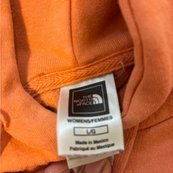 The North Face Womens Hoodie Sweatshirt Retro Orange Big Script Logo Size Large - Picture 5 of 7